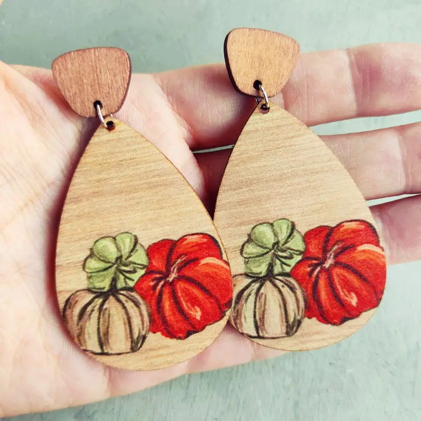 Fall Leather and Cork Earrings Pumpkin Earrings Autumn 