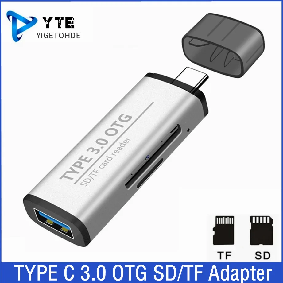 USB Card Reader 2 in 1 Type C USB 3.0 To SD Micro SD TF Adapter For Laptop Phone OTG Cardreader Smart Memory TF Card Reader