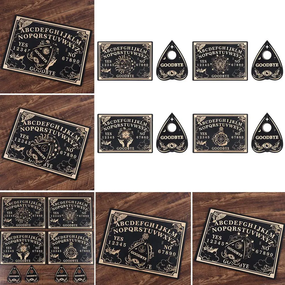 Moon Crystal Hexagonal Pointed Wooden Carven Board Pendulum Dowsing Divination Board Set Wall Sign Black Wooden Spirit