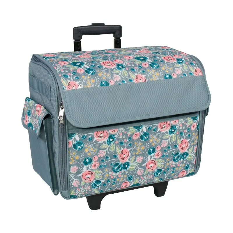 

Rolling Sewing Machine Tote, Floral - Sewing Bag with Wheels & Handle