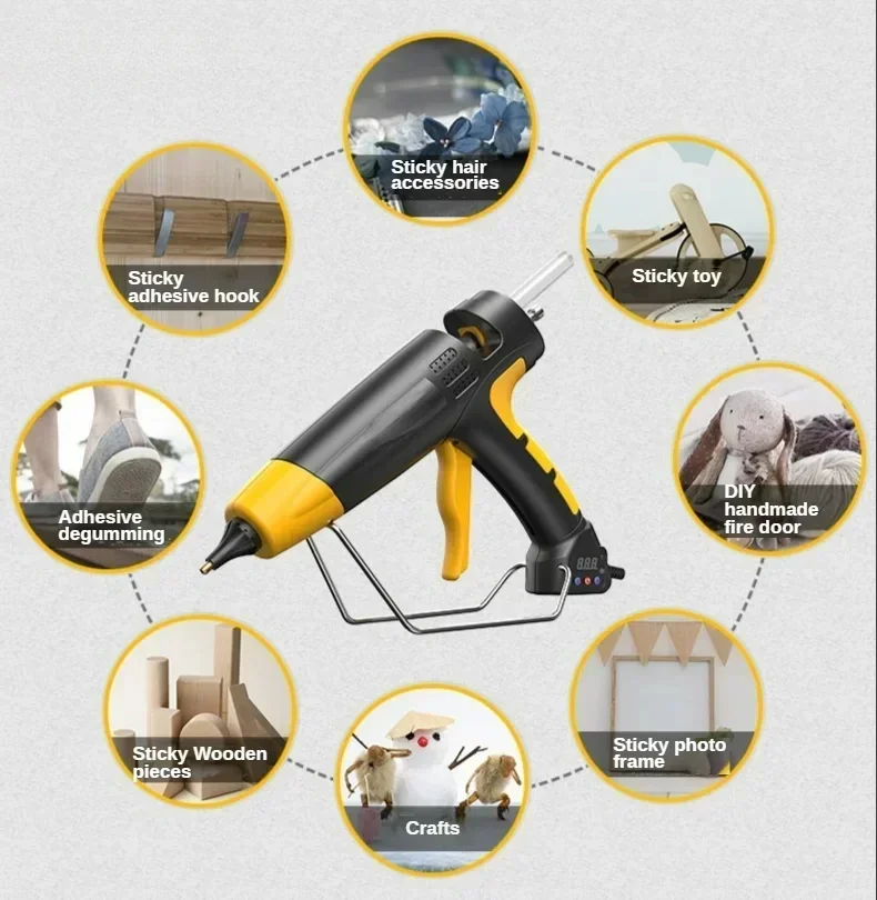 800W Large Professional Hot Melt Glue Gun Adjustable Temperature Digital Display 11mm Glue Sticks Industrial Silicone Glue Gun 6