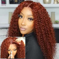 Beautyforever Bye Bye Knots 3.0 perruques de cheveux humains sans colle prêtes à porter Jerry bouclés couleur brun rougeâtre avant de lacet perruque de cheveux humains 4