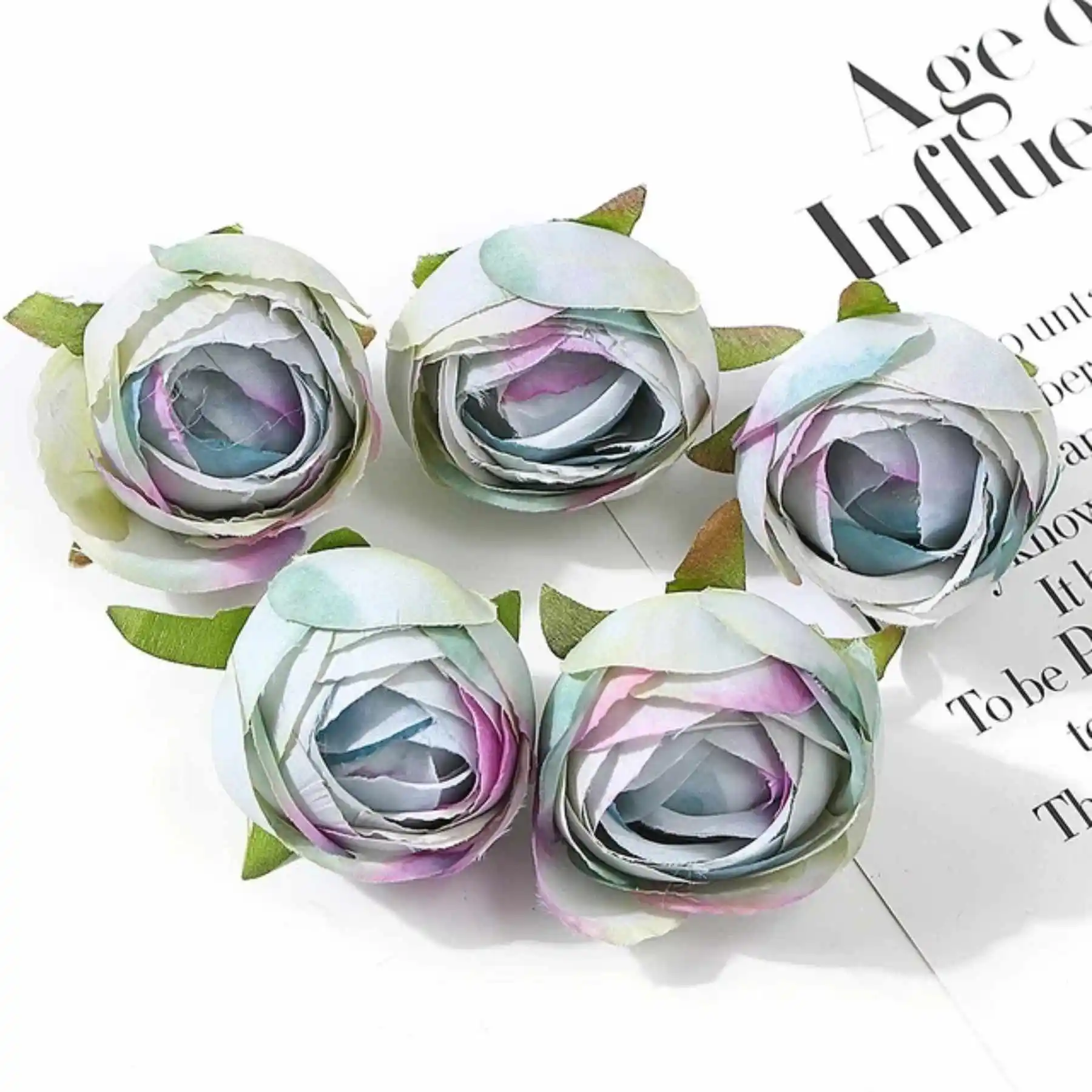 

5PCs Artificial Flowers Head Silk Rose Bud Fake Plants For Home Decor Party Wedding Accessories DIY Crafts Wreath Decoration