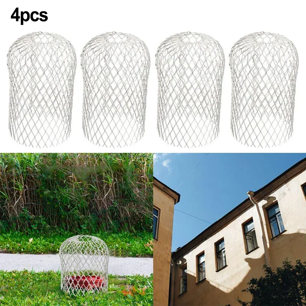 4 PCS Gutter Aluminum Mesh Gutter Leaf Debris Mud Trap Guards Drain Pipe Cover Downpipe Guards Set