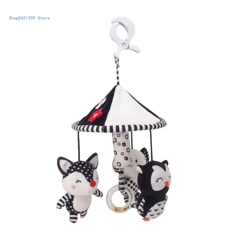 

85WA Baby Stroller Rattle Toy Pushchair Hanging Pendant Plush Cartoon Animal for Doll Hand Infants Sensory