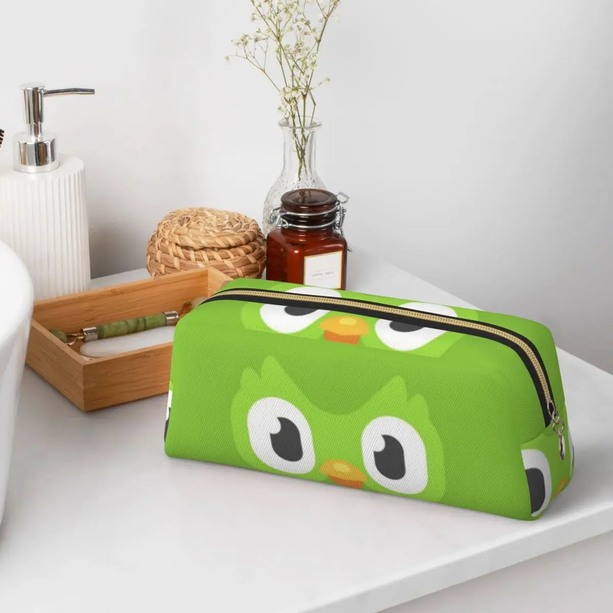 Duolingo Owl Duo 연필 케이스 학생용 학교 펜 박스 연필 가방 대형 보관 연필 파우치 펜 홀더