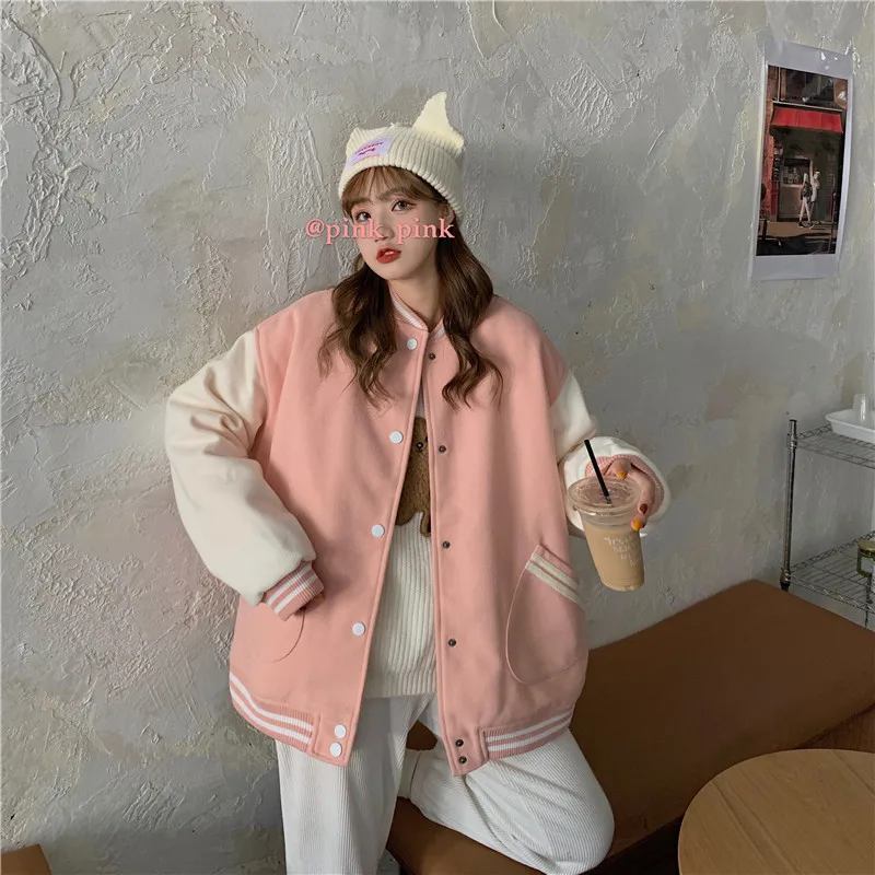 ZOUXO Jackets for Women 2023 Spring Autumn Hiphop Baseball Jacket Kpop Loose Vintage Coat