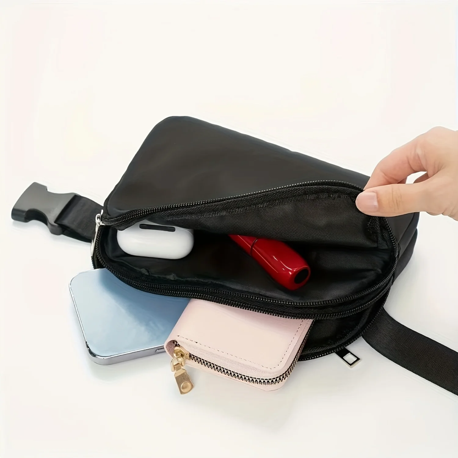 1pc Solid Color Waist Bag With Adjustable Strap, Waterproof Outdoor Sport Crossbody Bag Chest Waist Bag, Simple Durable Cros