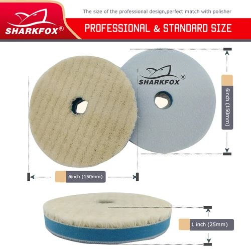 자동차 스크래치 제거용 버퍼 모직 연마 패드, 일본 연마 양모 패드, 5 인치 (125mm), 6 인치 (150mm), 7 인치 (175mm) 2
