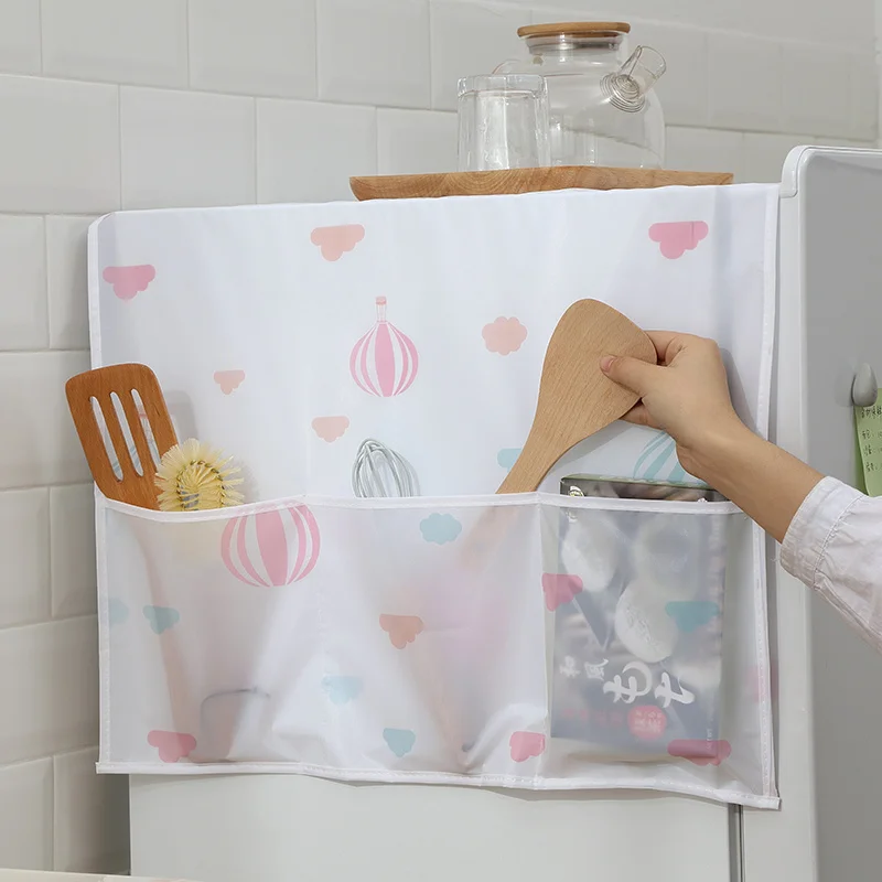 Refrigerator Dust Cloth Multipurpose Waterproof Cover with Storage Pockets for Oven Dishwasher dust cover