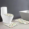 Watercolor Cactus Bathroom Sets Green Potted Plant Shower Curtain Non-Slip Rug Colorful Bohemian Toilet Lid Cover Bath Mat Home 4