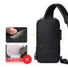 Bolso cruzado con Usb para hombre, bandolera antirrobo, impermeable, Oxford, multifunción, corto, de viaje