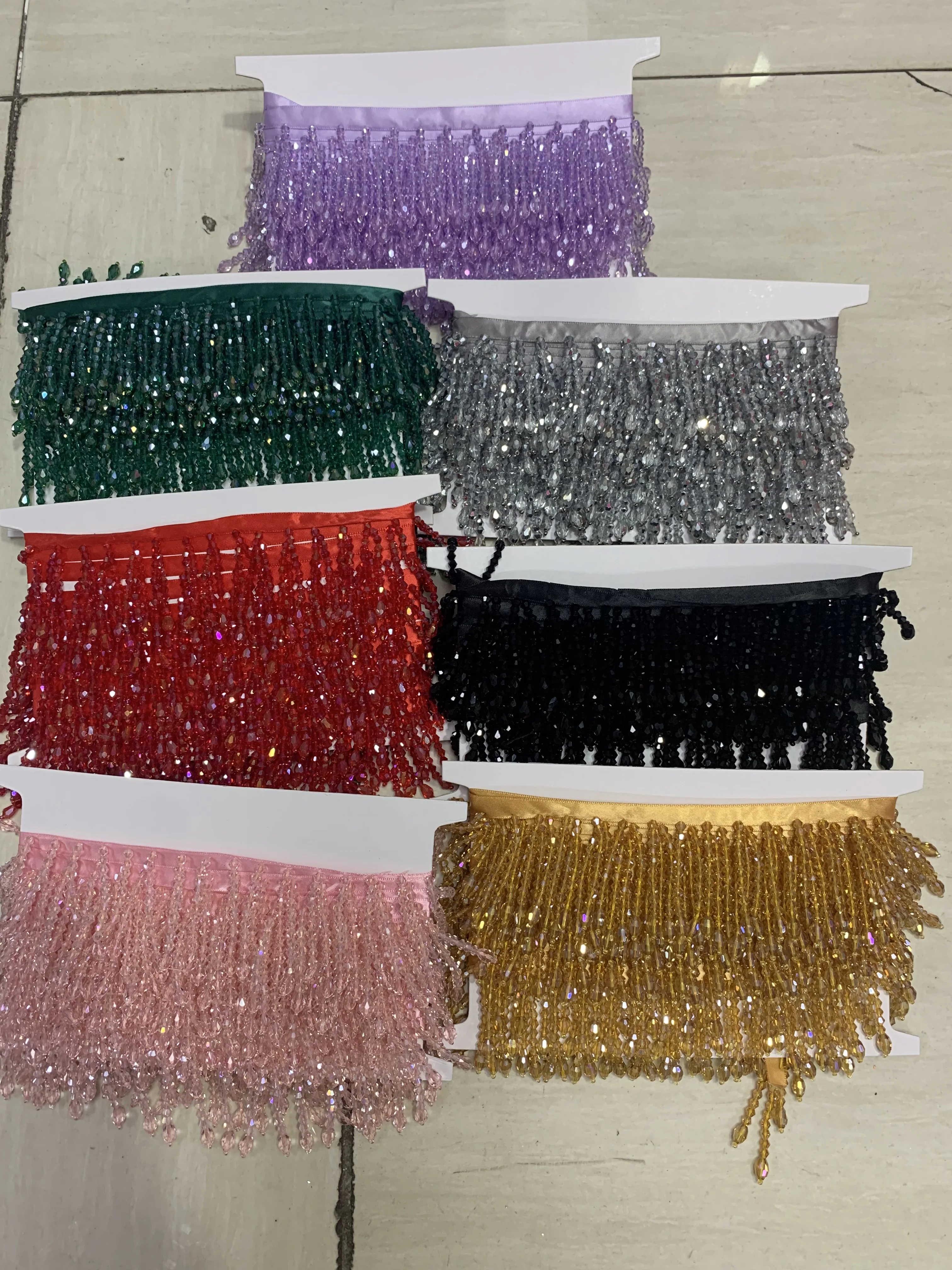 (5yards/pc) Heavy beads Crystal garden furniture sets with crystal rhinestone applique trim