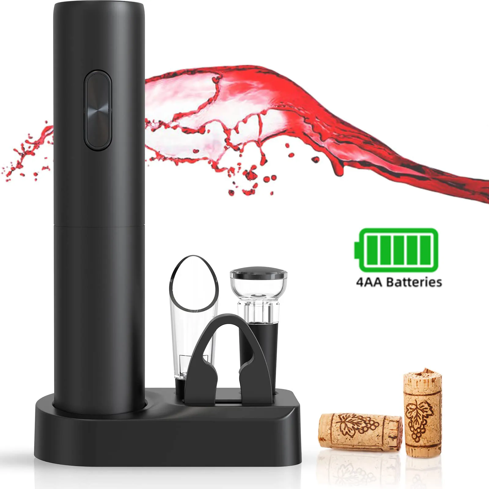 Electric Wine Opener Set Automatic Corkscrew Remover for Wine Bottle Opener Kitchen Bar Storage Base Battery Operated