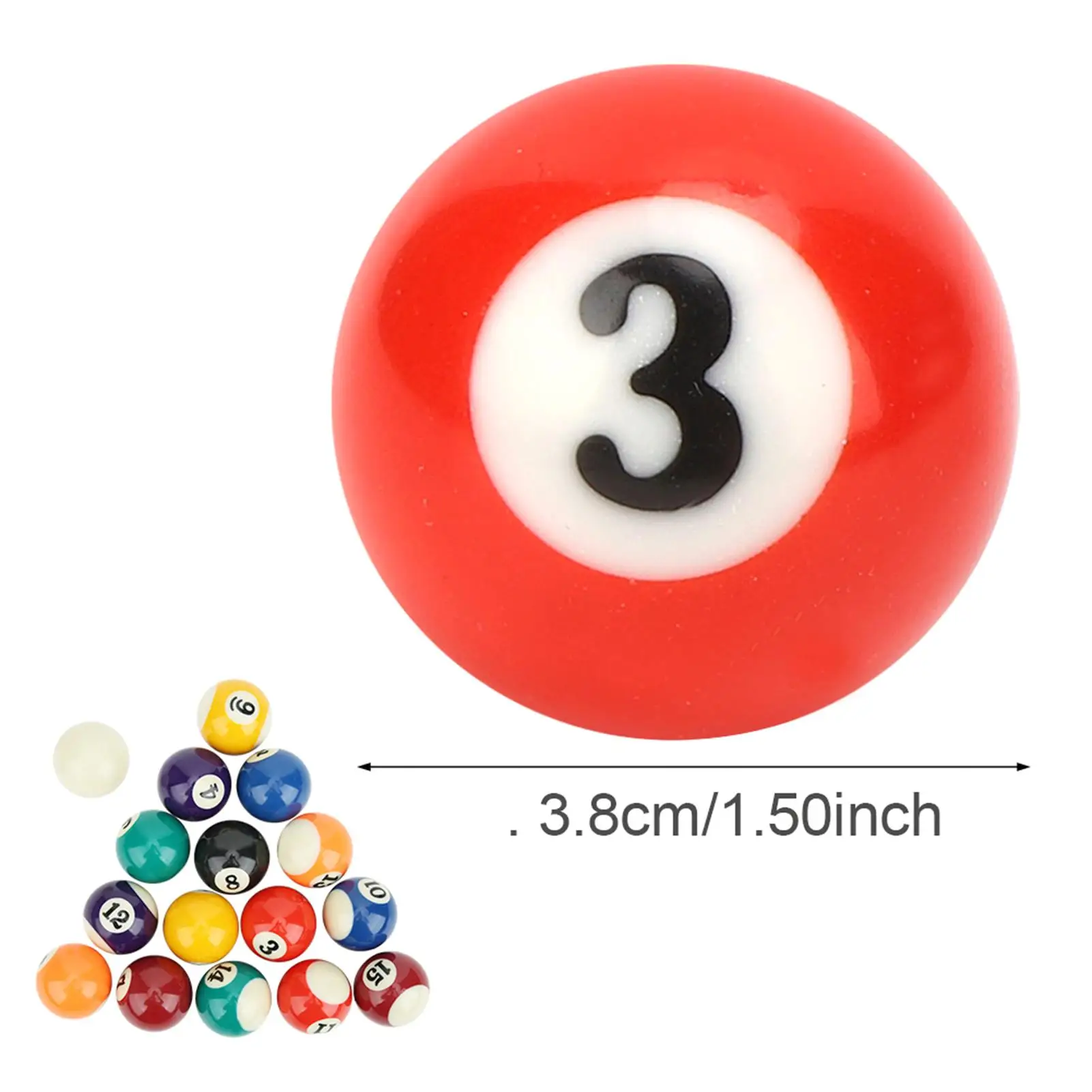 38MM Mini Pool Table Billiard Ball Kit Children's Toy Set Eco-friendly Resin Accessory