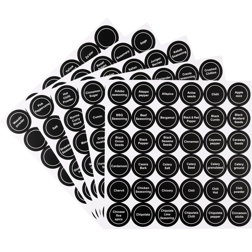Spice Stickers Kitchen Jar Spice Bottle Labels Waterproof Classification Marks Can Storage Stickers Reuse Blackboard Label Stick
