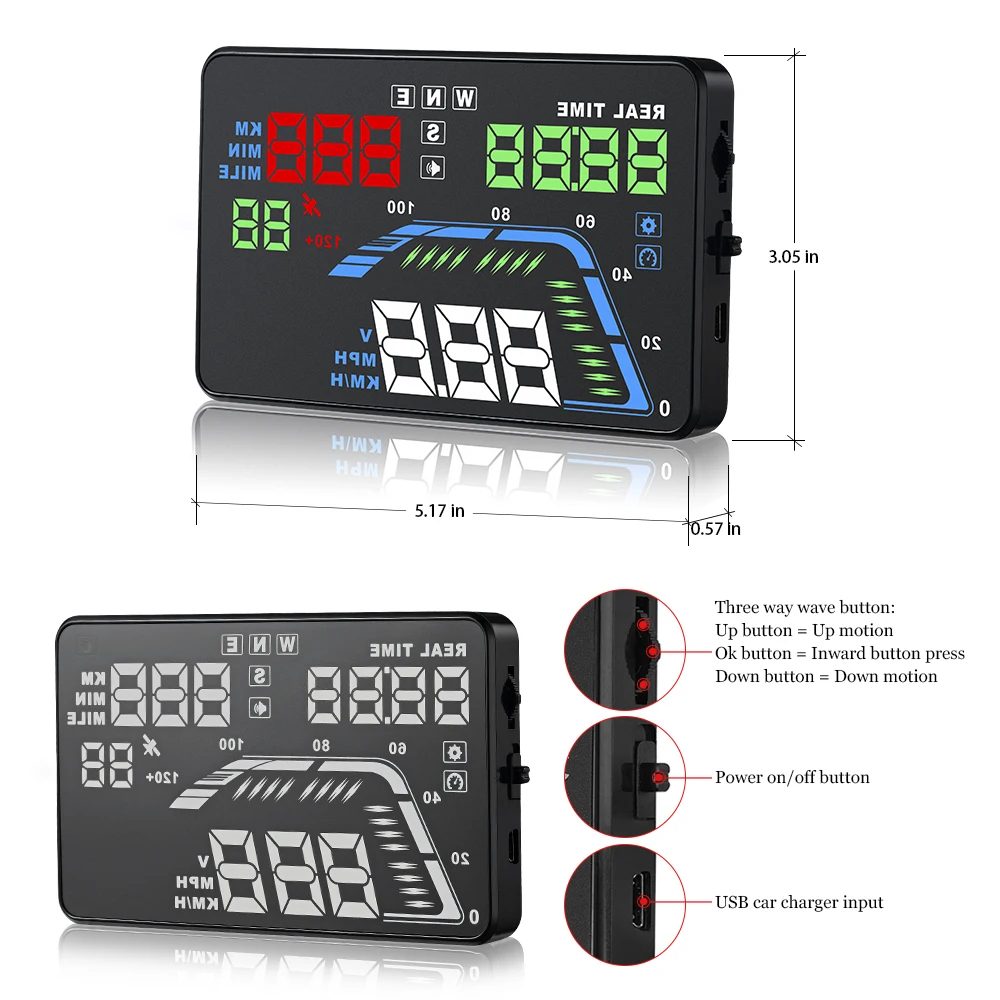 Geyiren Q7 GPS HUD  ӵ   ÷, ϸ ð  MPH KMH ,  ÷,   