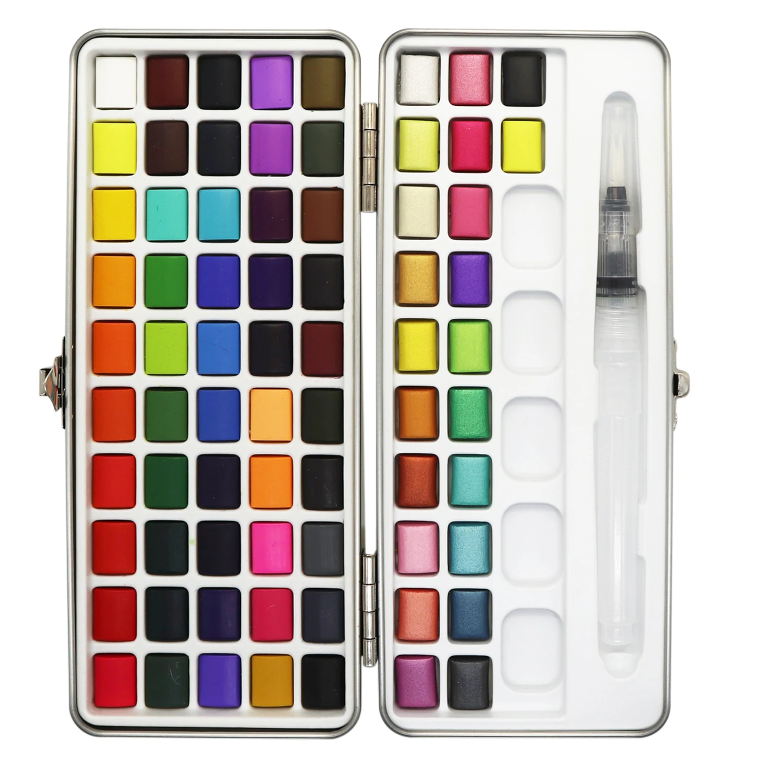 SeamiArt 50/72Color Solid Watercolor Paint Set Basis Color and Pearl Color Portable Metal Box Pigment for Drawing Art Supplie
