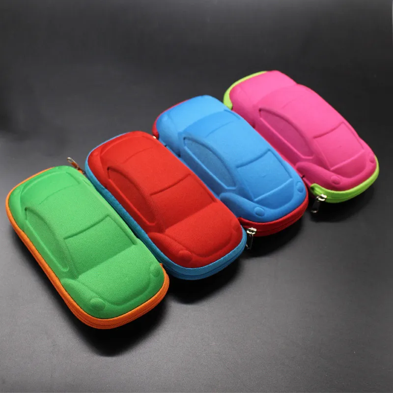 2024 Children Car Shaped Glasses Case Cute Glasses Strage Bag Box Cases Kids Sunglasses Cases Automobile Styling Zipper Bags