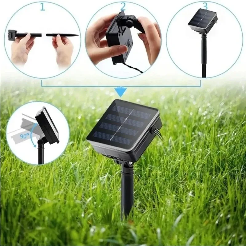Solar-Powered Warm White & Purple LED Fairy String Lights - Waterproof Outdoor Garden Decoration