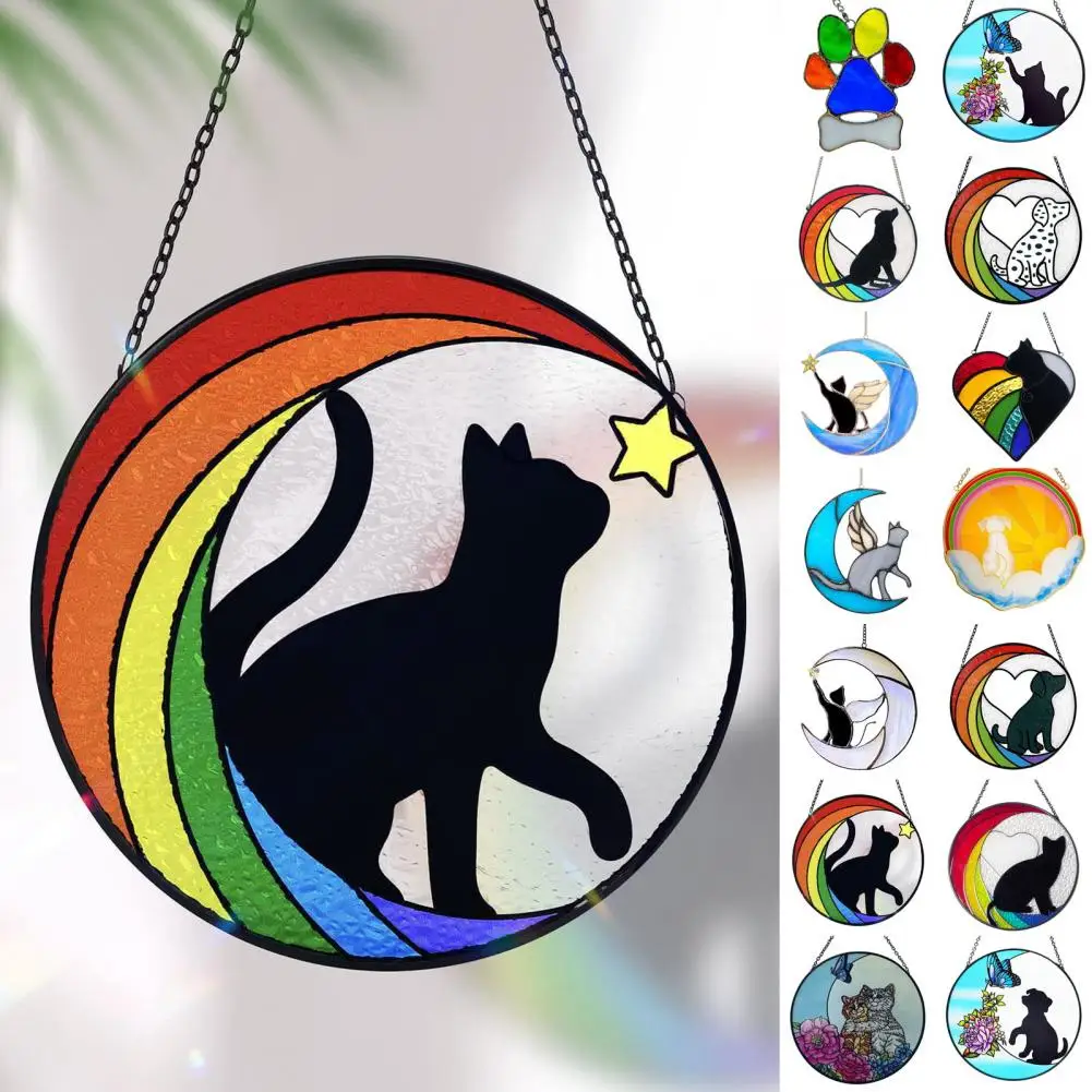 Dog Memorial Pendant Bright Color Fade-resistant Puppy Memorial Suncatcher Meaningful Hanging Remembrance Ornament Pet Supplies