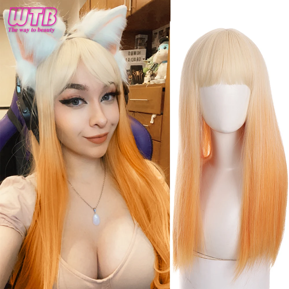 Long Orange Wigs Women Lolita Orange Cosplay Wig Orange Wig White