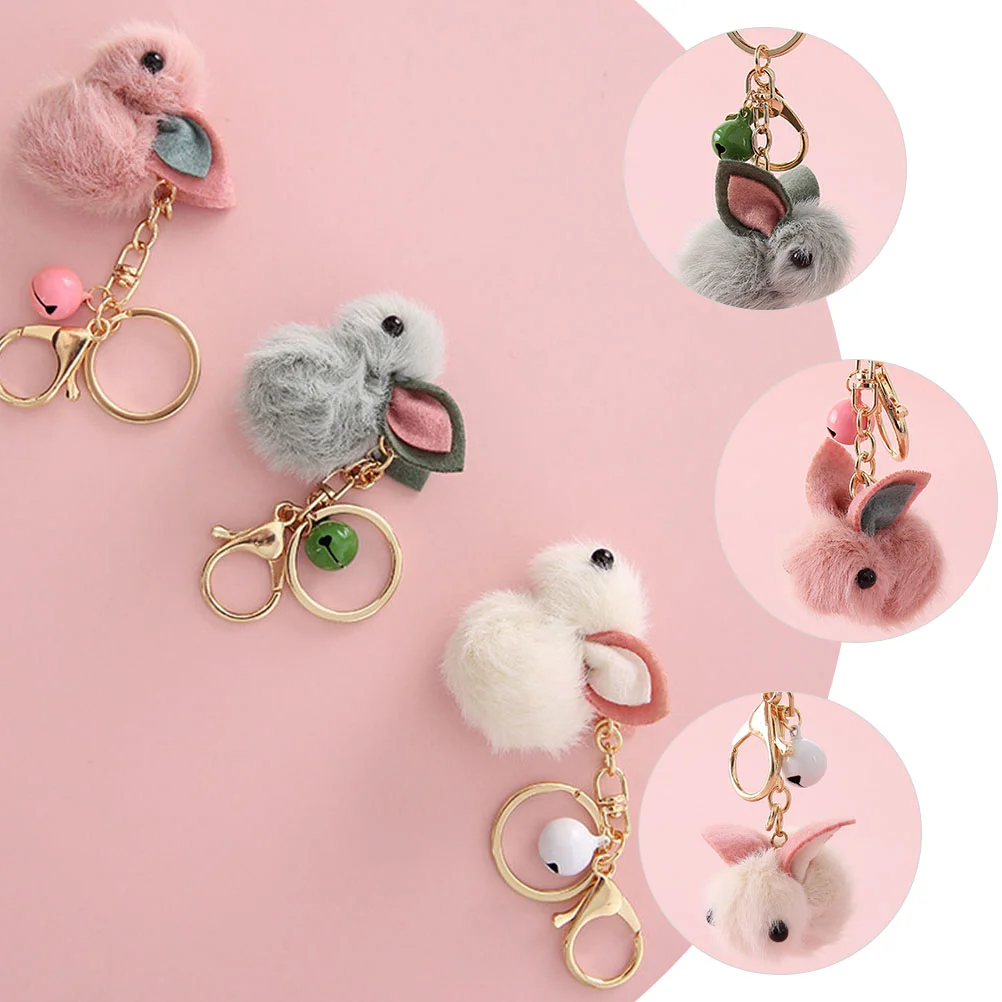 

3pcs Rabbit Keychains Backpack Hanging Key Pendants Cartoon Rabbit Keyrings for Kids