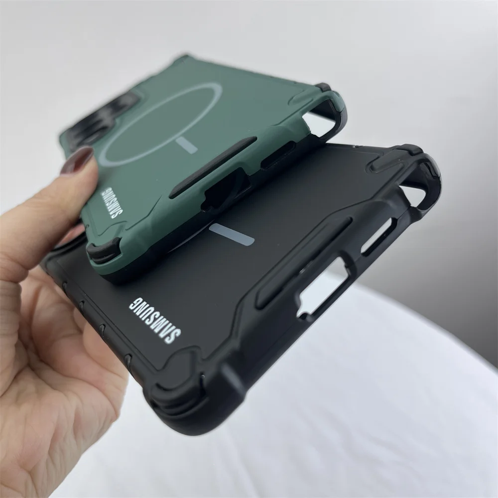 Luxury Armor Anti-Fall Magnetic Case - Shockproof Matte Wireless Charging Cover
