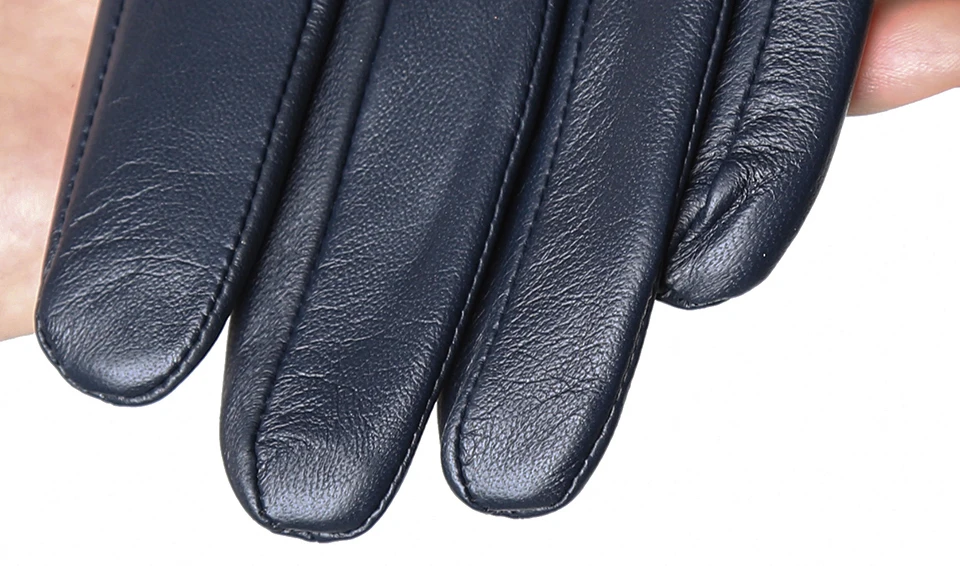 Gants en peau de mouton pour femmes, hiver chaud plus velours court et mince écran tactile couleur de conduite gants en cuir pour femmes de haute qualité-2081