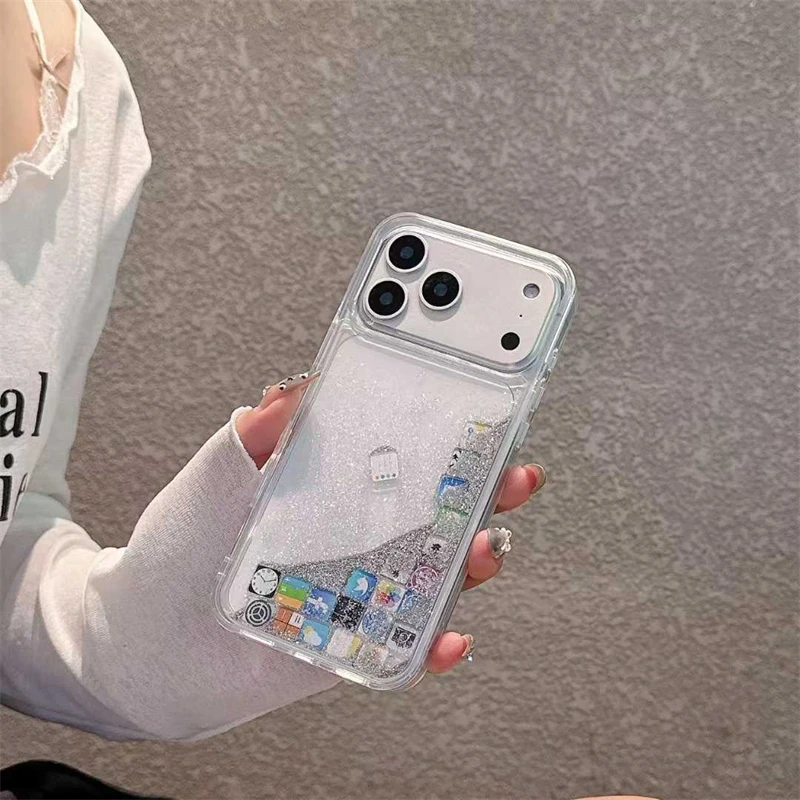 Liquid Glitter Quicksand Phone Case with Soft Bumper and Hard Cover