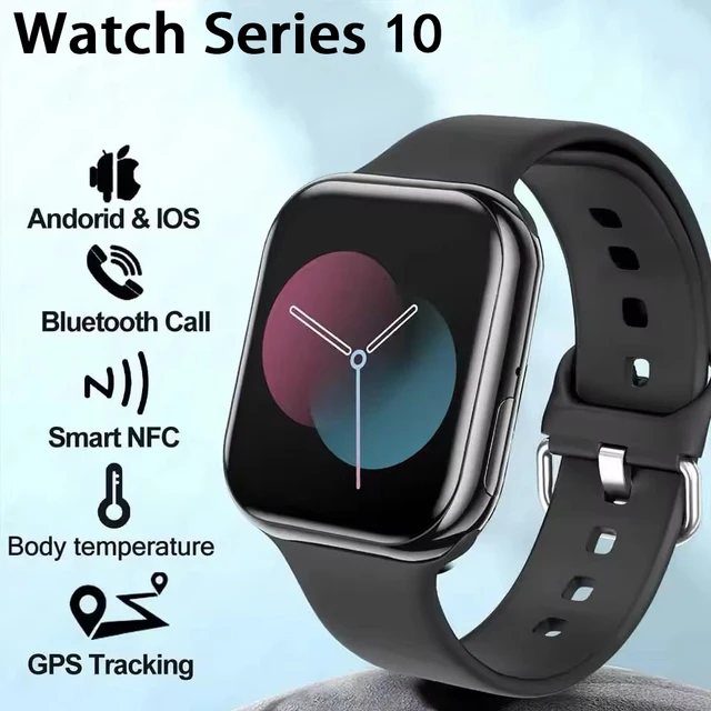 Nouvelle montre connectée série 10, écran HD, cadran personnalisé, charge sans fil, appels Bluetooth, NFC, GPS, pour hommes et femmes, compatible iOS et Android 1