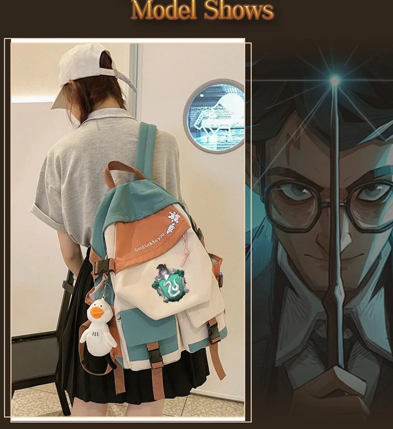 Film Harryypotter Zaino Studente Nylon Borsa Da Scuola Gryffindor Hermione Ginny Weasley Ron Slytherin Badge Malfoy Couplekark