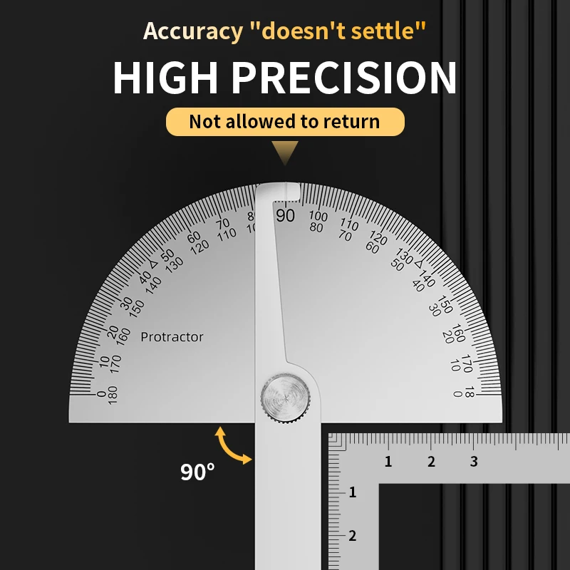 LUXIANZI Stainless Steel Protractor Angle Ruler 180 Degree Guage Woodworking Carpentry Tool Measuring Angle Meter Goniometer 3