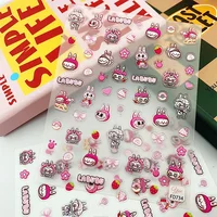 Japanese Cute Pink Labubu New-process Embossed Nail Decorative Sweet Evil Gothic Nail Accessories Sticker Accessories Nail Art 1