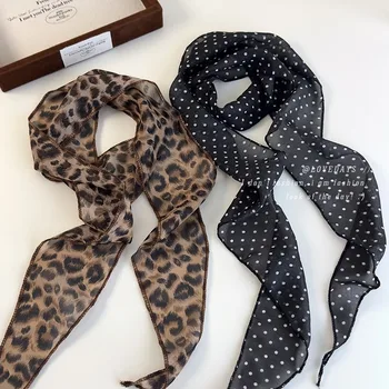 Cintura per sciarpa a pois con stampa animalier stile K Fascia per capelli Boho TikTok Viral Primavera Estate Accessori in raso Sciarpa versatile di lusso 1
