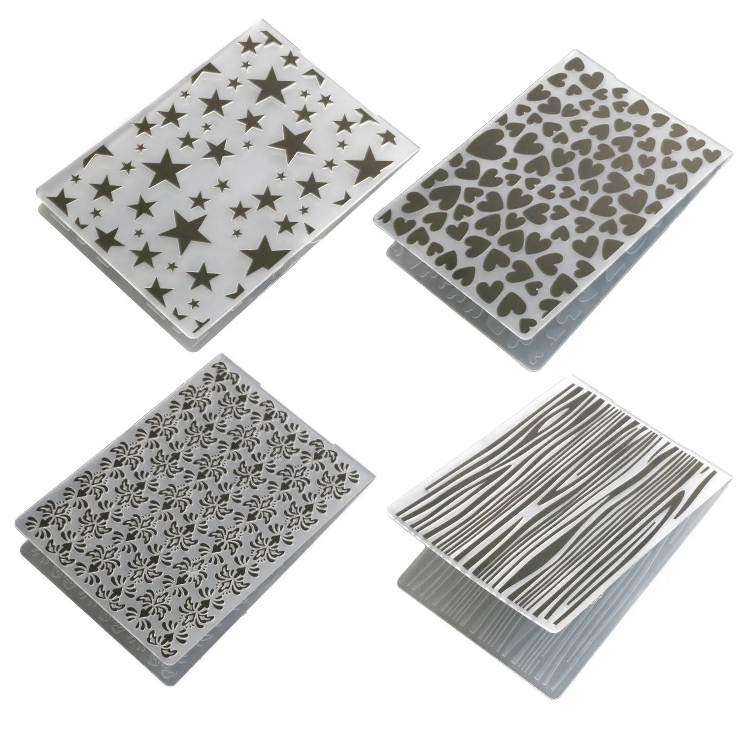 

4 Assorted Patterns Embossing Folder Plastic Templates Molds Tools for DIY Craft Scrapbooking Photo Album Card Decoration