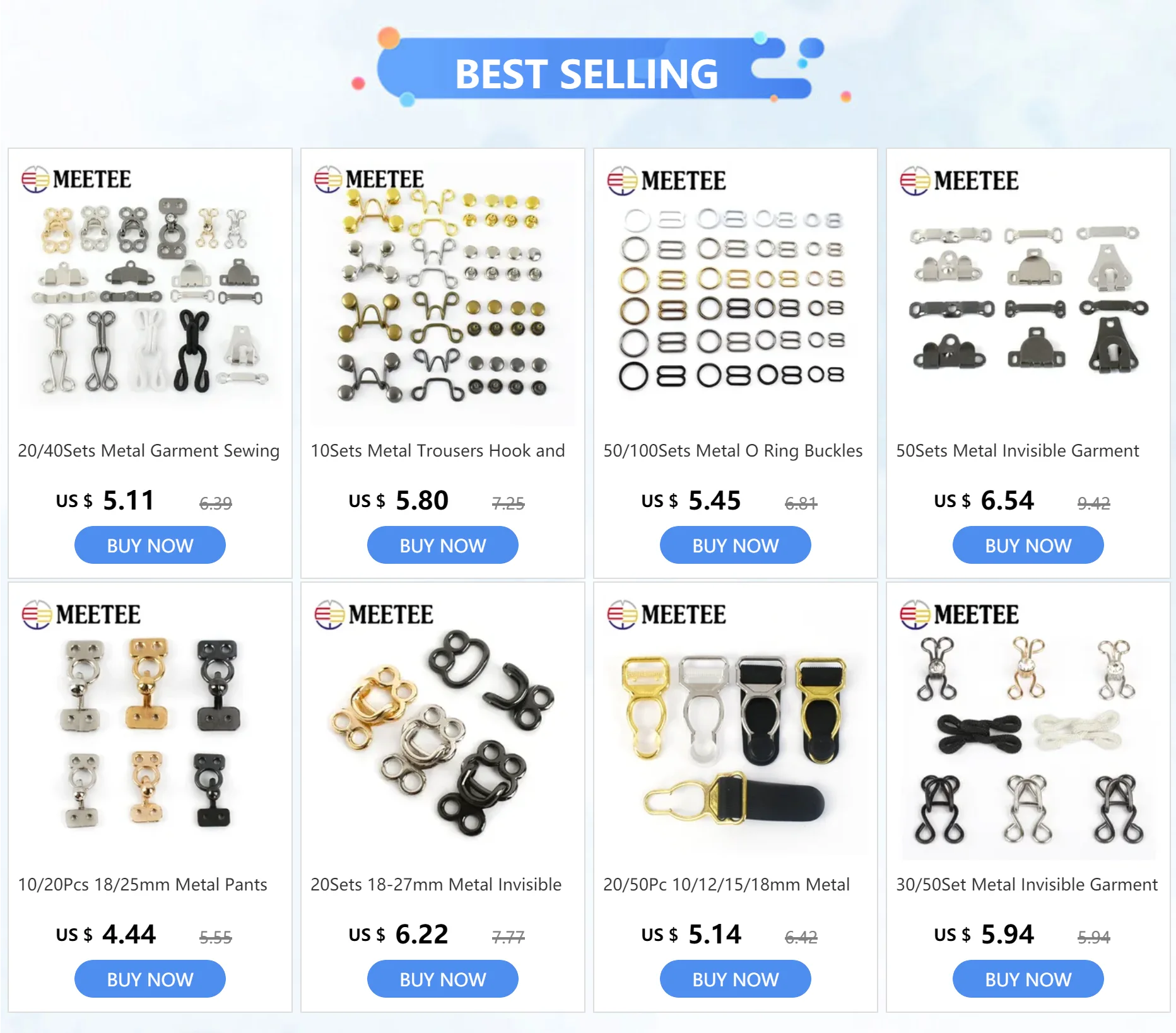 Description Picture 3 of item20/40Sets Metal Garment Sewing Hooks and Eyes Invisible Hidden Button Buckle Trousers Jeans Clothes Decorative Clasp Accessories