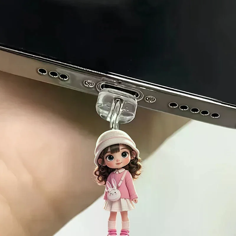 Mobile Phone Dust Plug Pendan Cute Cat Dog Shamrock Decoration Hanging Pendant For IPhone Type-C Charging Port Anti-Dust Plug