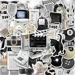 Aesthetic Black & White Minimalist Sticker Set - 61PCS Collection (61PCS)