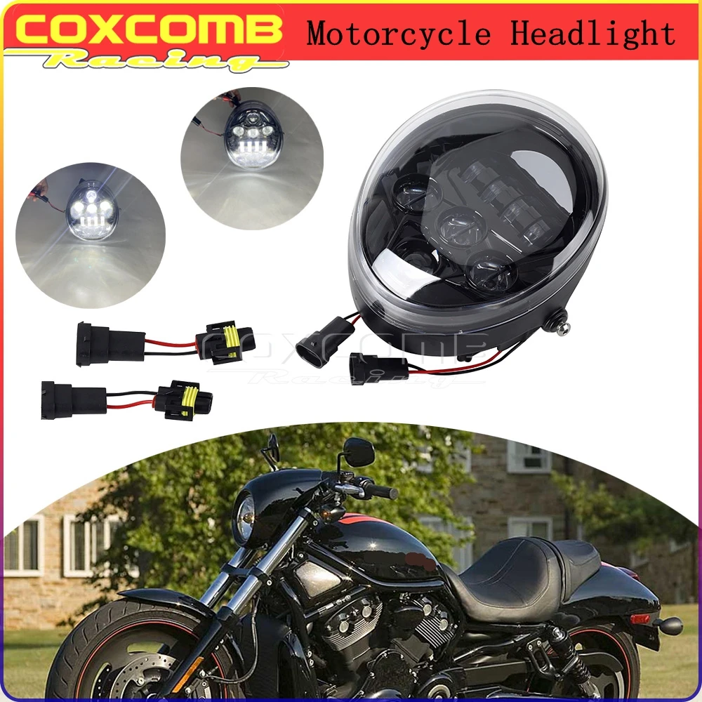 

LED High Low Beam Motorcycle Headlight For Harley VRSC VRSCA VRSCR VRSCX VRXSE VRSCSE CVO V-Rod Street Rod 2002-2017 Headlamp