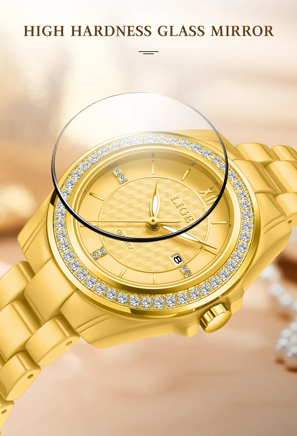 LIGE New Pink Watch Women Watches Top Brand Luxury Ceramic Watch Women Fashion Sport Waterproof Quartz Watch Female Montre Femme