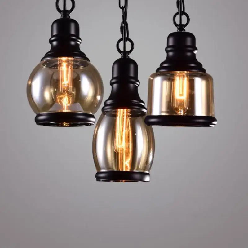 

Loft Pendant Light Industrial Style Glass Pendant Lamps Bar Restaurant Light Retro Lamparas Colgantes Black And Amer Luminaire