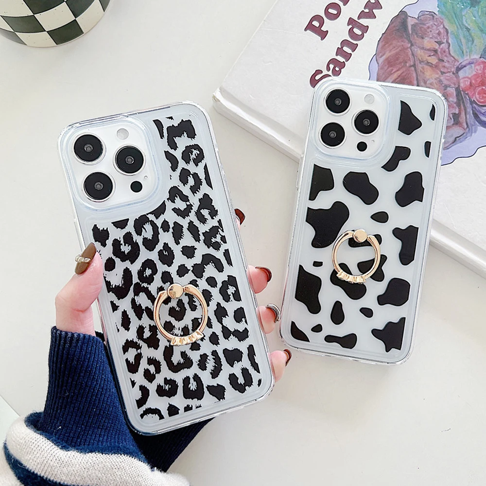 Clear Phone Case With Ring Holder And Kickstand For Iphone_voghion.com