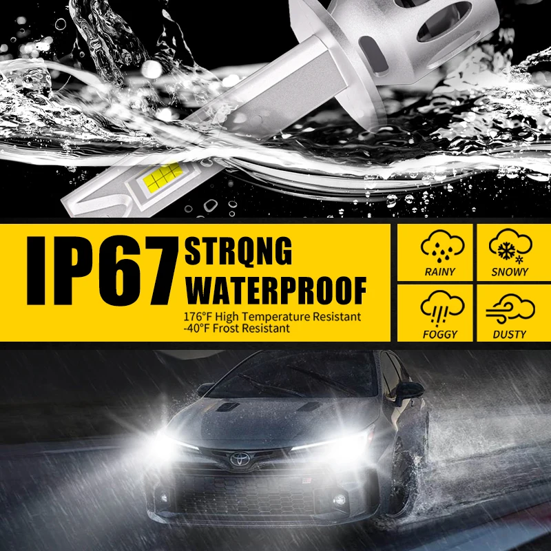 2pcs H1 LED Bulbs Canbus Headlight Lamps 16000LM CSP Chips Fog Light Super Bright Lights For Car BMW Audi 6500K White 12V 50W