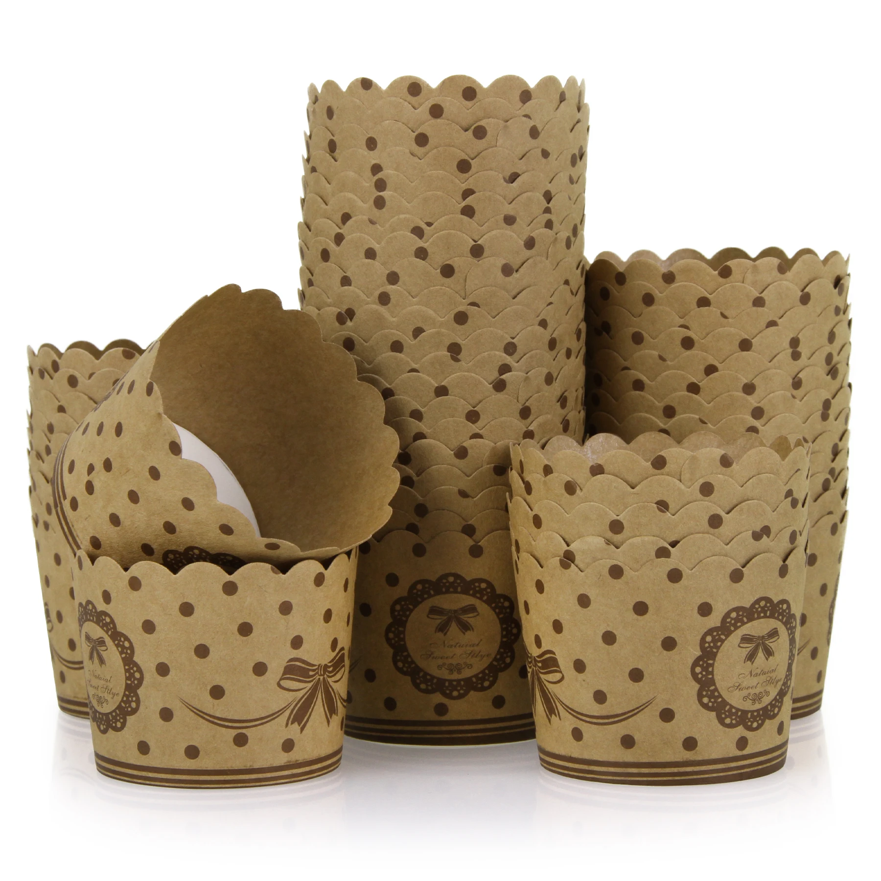 50Pcs Brown Kraft Muffin Cupcake Paper Cup Easter Bread Panettone Baking Paper Mold Kraft Craft Molds For Panetones disposable cupcake cups