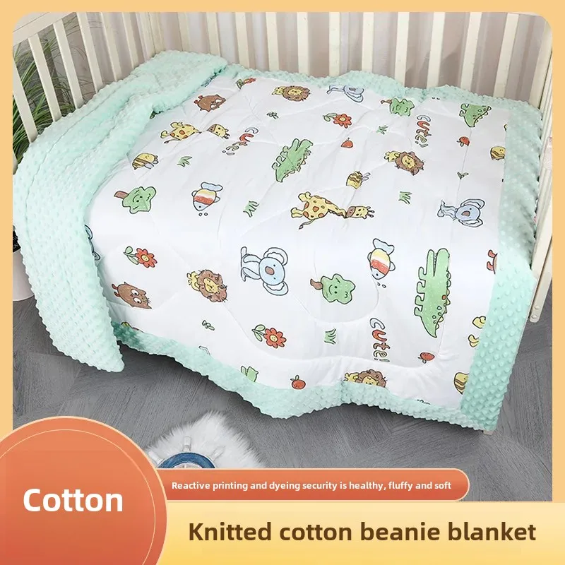Comfortable Baby Bean Flannel Spring Autumn Quilt Cartoon Print Four Seasons Cover Blanket Newborn Soft Cozy Baby Bedding