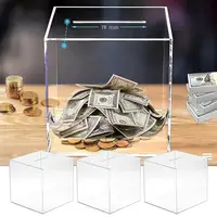 Transparent Acrylic Piggy Bank 12/15/18cm Large Size Can Be Saving Cube Cannot Take Save That Money Storage Box Box O M7I1 2