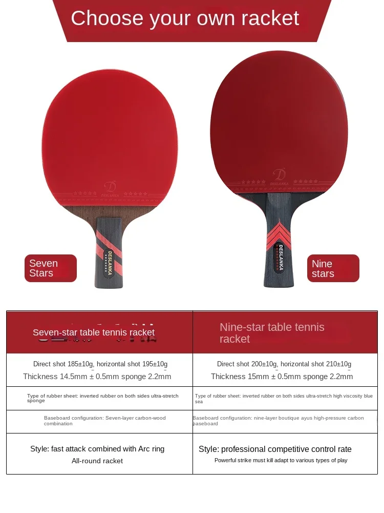 Table Tennis Racket Professional Single Racket 7-star 9-star Carbon Competition High Bounce Table Tennis Ping Pong Paddle table tennis racket