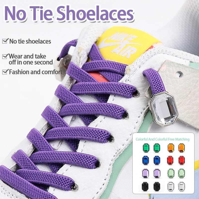 Rhinestone Diamond Colorful Shoe Laces No Ties Shoelaces Without Tie