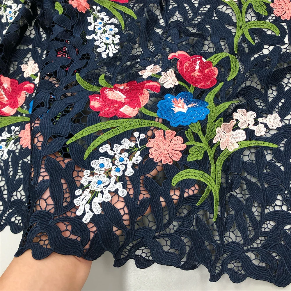 Neuer Stil Nigerianischer Spitzenstoff 2025 Hochwertige Wasserlösliche Bestickte Modische Weiche Spitze 5 Yards – Detail 19